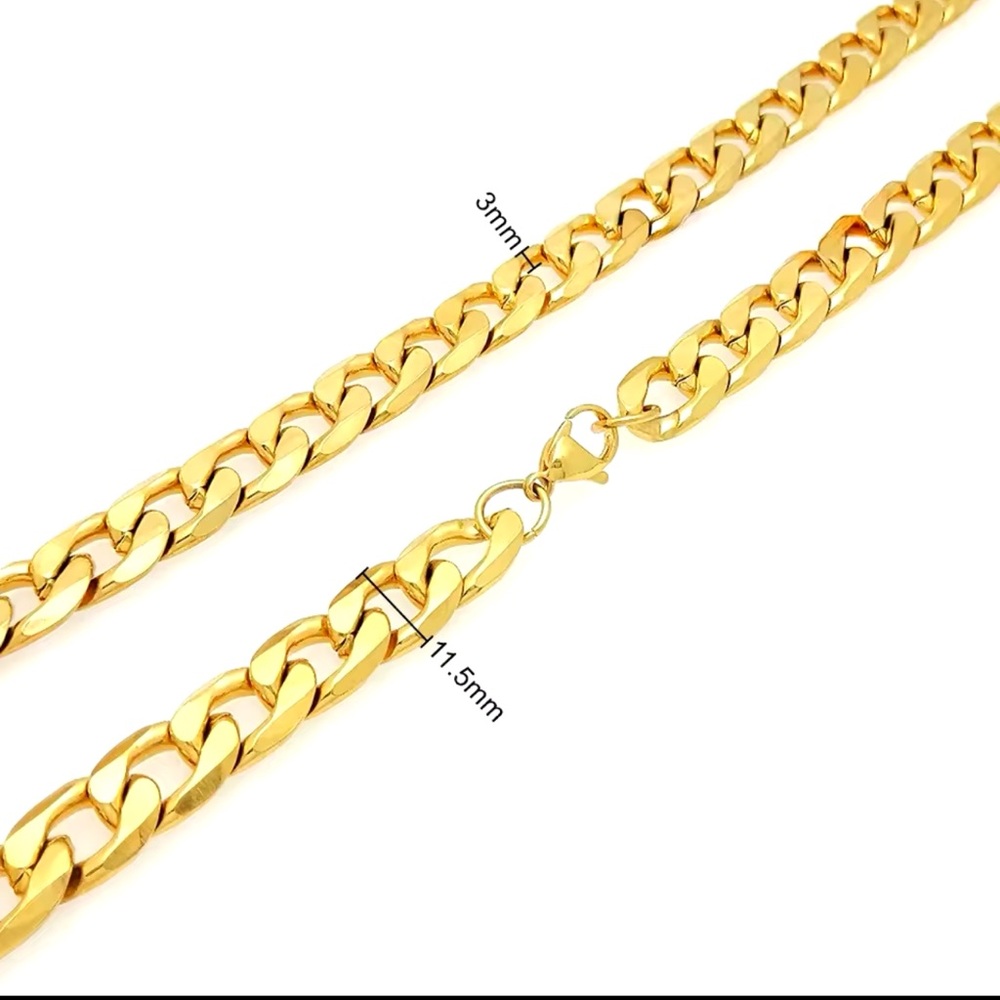 Gold Plated Cuban Link Chain Bracelet for Men Hip Hop Heavy Duty Stainless Steel - Picture 5 of 5